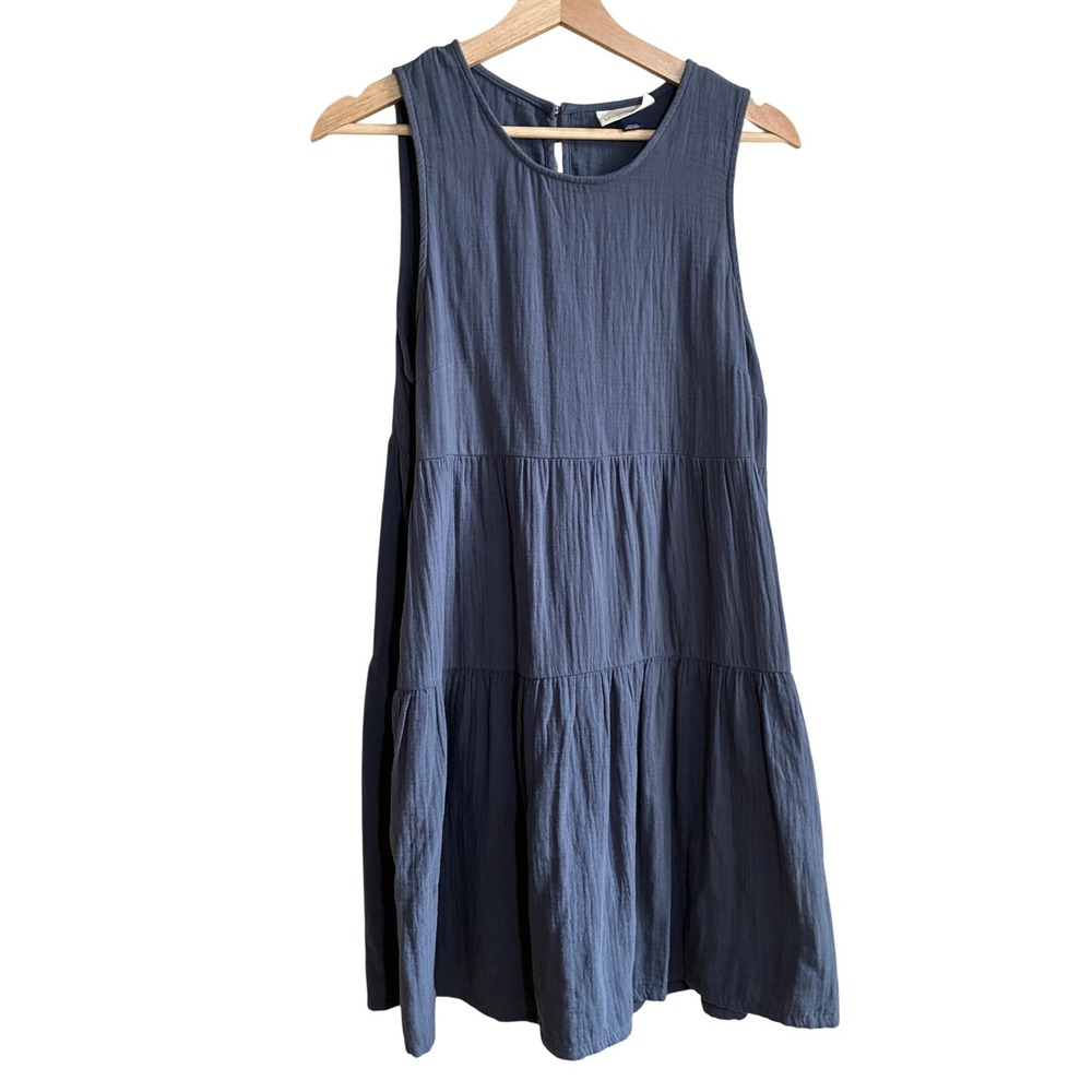 Universal Thread Tiered Mini Dress S Blue Womens Cotton Gauze Sleeveless
